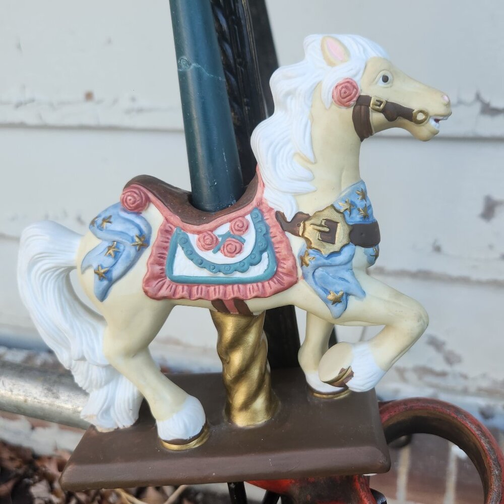 Palomino Carousel Horse/ Candle Holder with white mane, tail and hooves